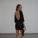 Seralyn | Mini-robe avec détails paillettes & manches évasées