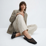 Zwarte Aurelia gevlochten mesh slingback flats dames