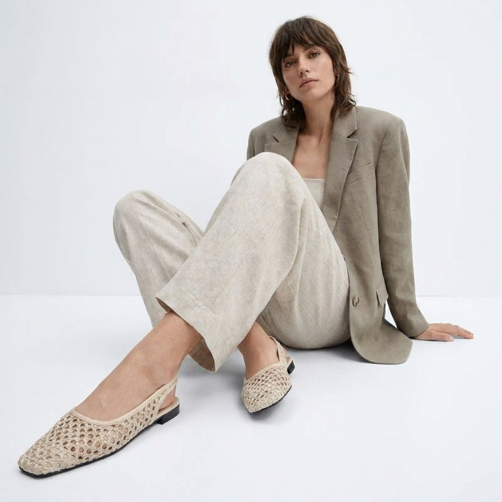 Aurelia | Ballerine slingback in mesh intrecciato