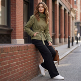 Maélie | Korte Trenchcoat Dames met Tailleband & Hoge Kraag