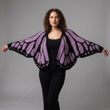 lila zwart gebreid vlinder vest met oversized mouwen dames