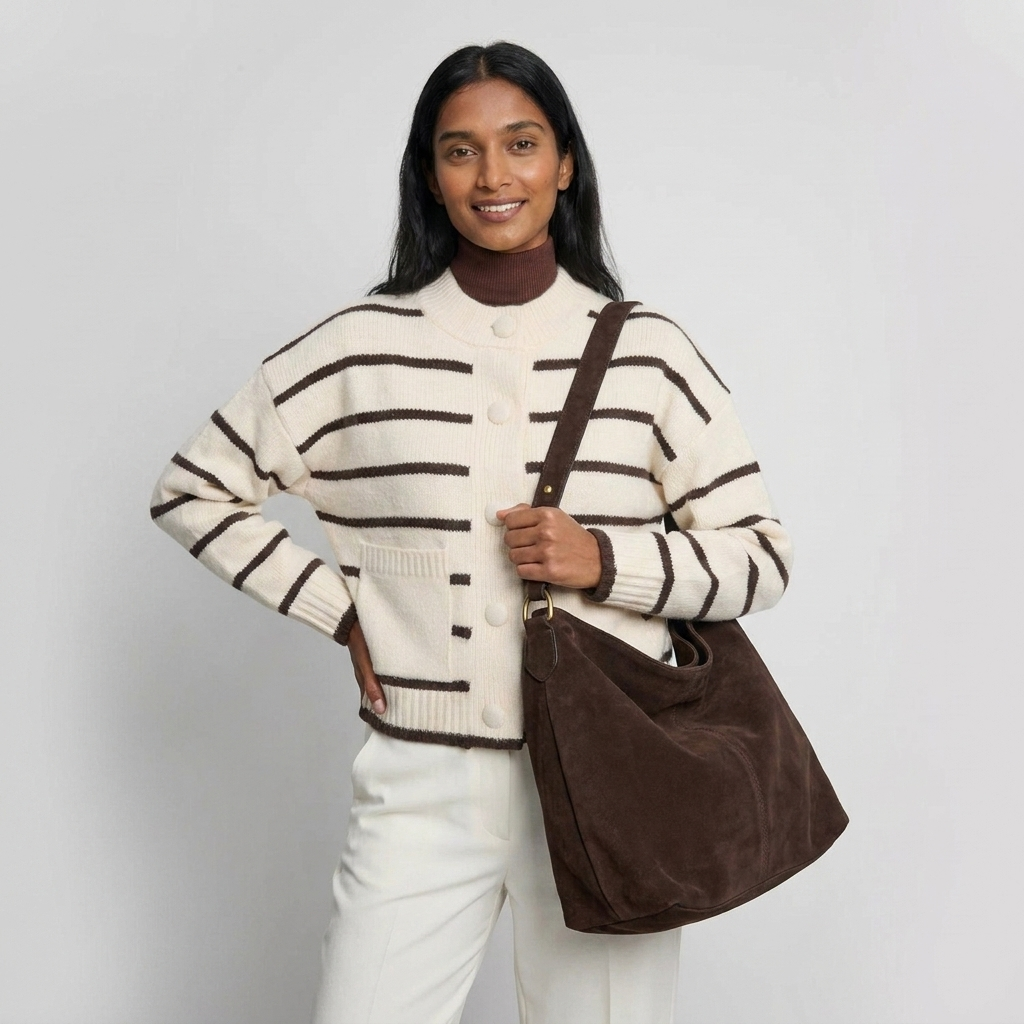 Nélia | Gestreifte Strickjacke mit Knöpfen und Taschen