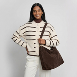 Nélia | Gestreifte Strickjacke mit Knöpfen und Taschen