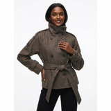 Améliane | Trench-coat court à col montant et ceinture
