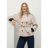 Améliane | Trench-coat court à col montant et ceinture