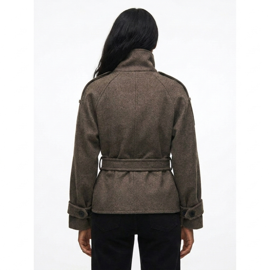 Améliane | Trench-coat court à col montant et ceinture