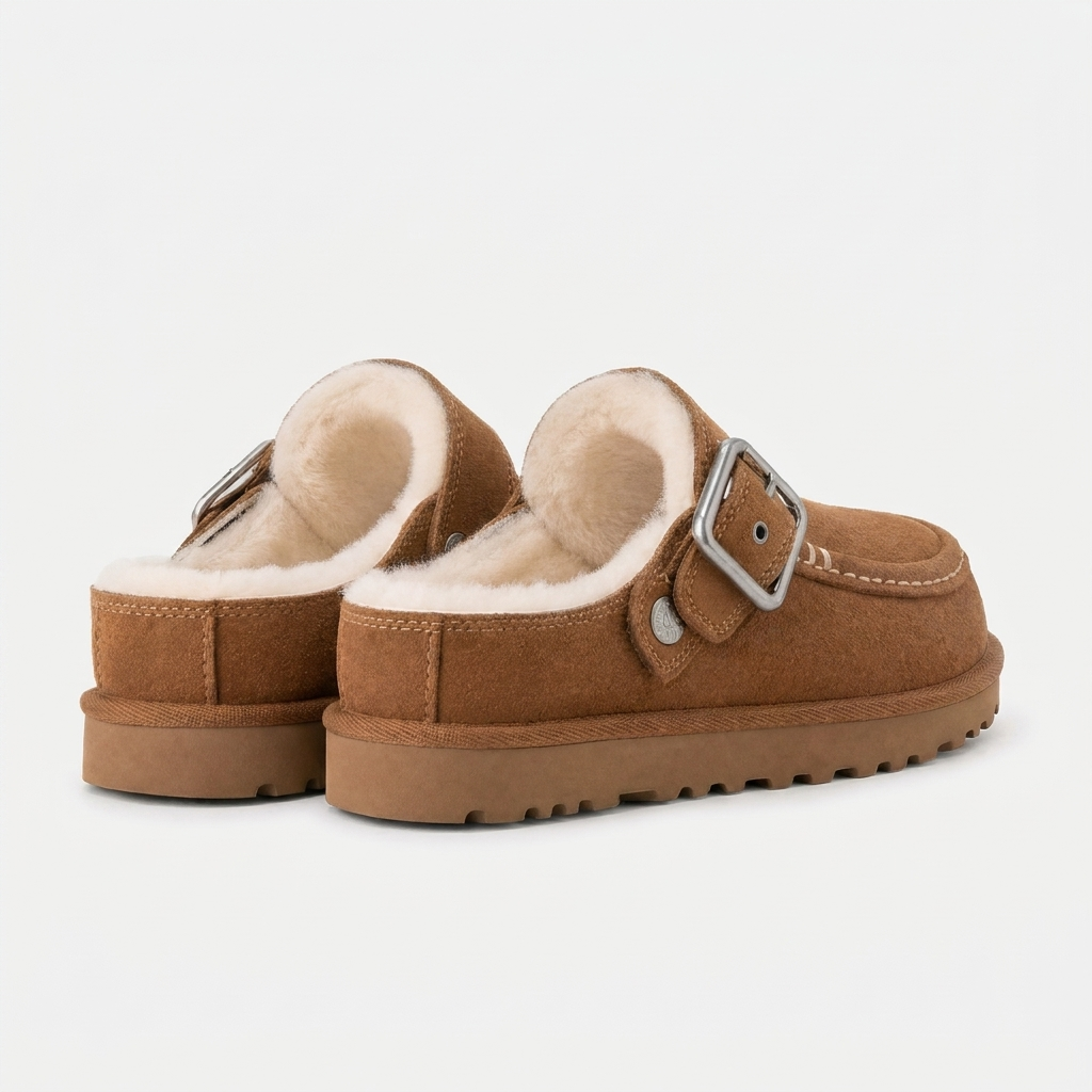 camel gevoerde clogs dames achteraanzicht met warme voering