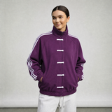 Retro sportjack dames met knoopsluiting in paars