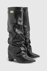 Marzella Slouch Boots zwart – vegan leren slouch boots met elegante pointed toe (trendfavoriet)