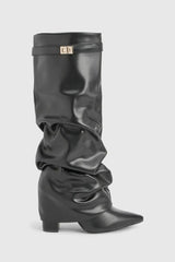 Marzella Slouch Boots | Plooilaarzen met Lage Hak & pointed toe