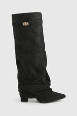 Marzella Slouch Boots | Plooilaarzen met Lage Hak & pointed toe