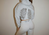 Avelyn | Grijze Hoodie met Pailletten Vleugels