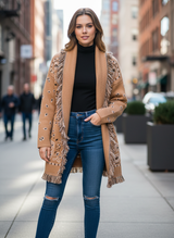 meliora cashmere cardigan khaki met bandana details