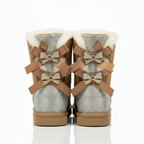 Elodie Sparkle Bow Boots | Suede winterlaarzen met Strikjes, Glitters & Faux Fur