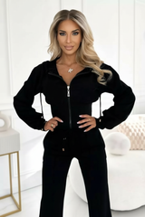 Varella | Luxe dames tracksuit met wide-leg broek & cropped hoodie