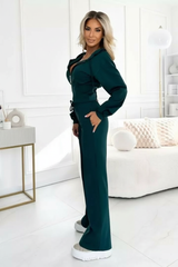 Varella | Luxe dames tracksuit met wide-leg broek & cropped hoodie