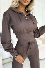 Varella | Luxe dames tracksuit met wide-leg broek & cropped hoodie