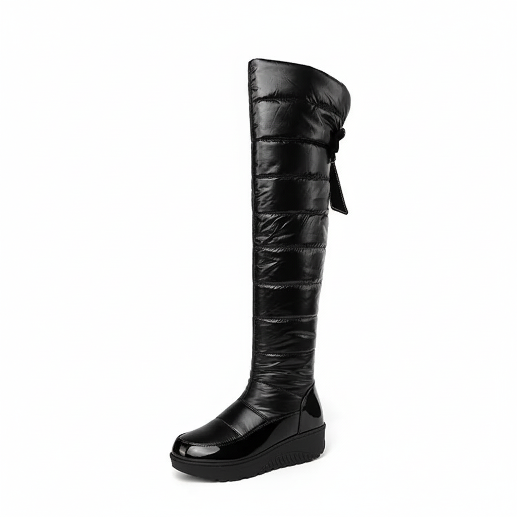 winter overknee boots met shiny neus trendy 2025