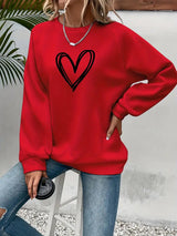 Lovana sweater rood met hartprint – voorkant
