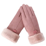 Roze faux suede handschoenen met fleecevoering – warme winteraccessoire voor dames