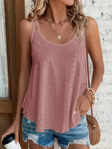 Oud roze top zonder mouwen met geborduurde details