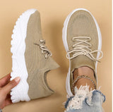 beige sock sneakers dames met chunky profielzool
