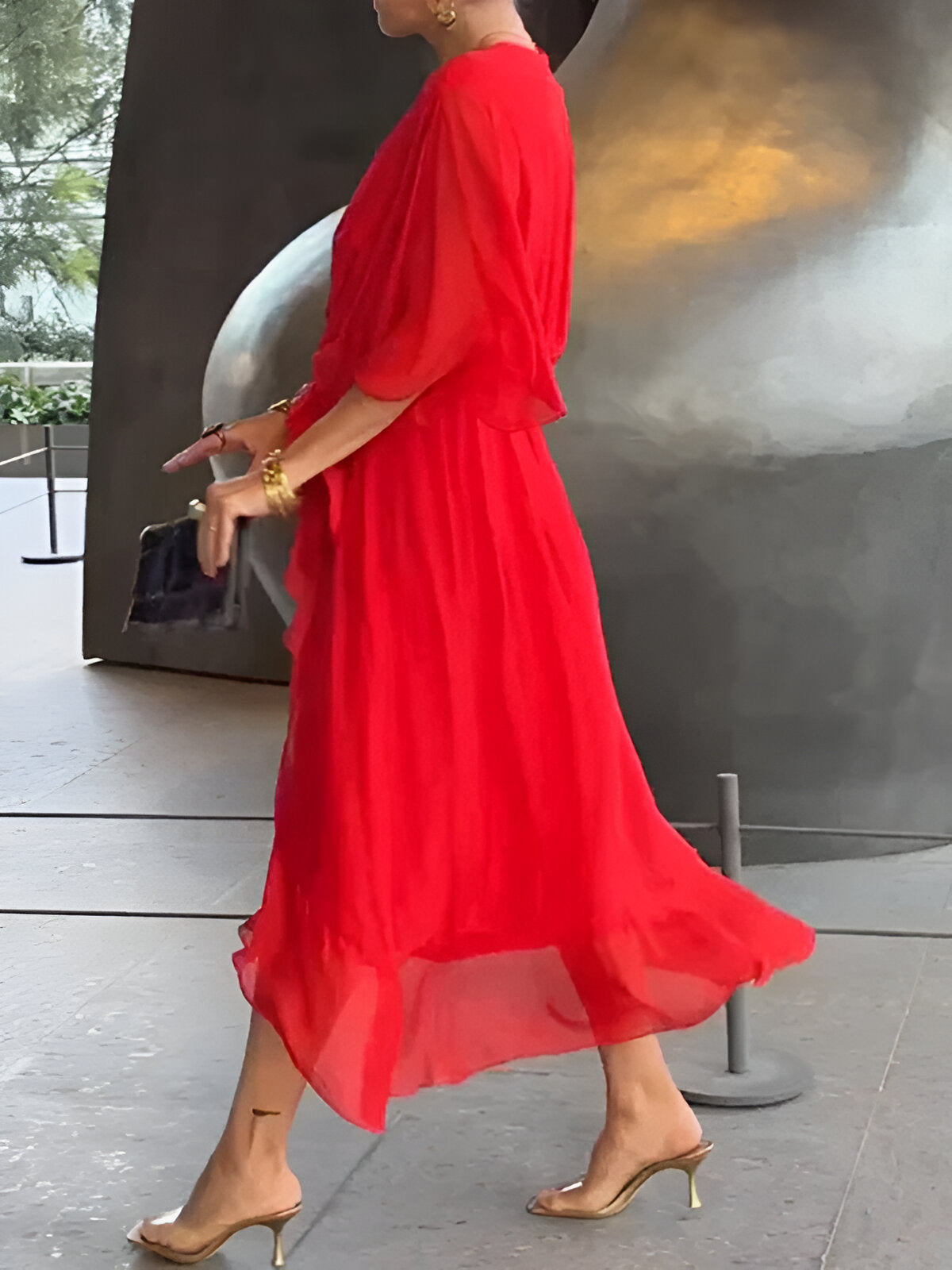 Valenora | Elegante Wikkeljurk met Zwierige Mouwen & Taillestrik