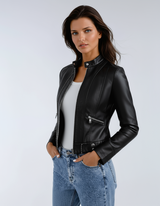 Veloura Biker Jacket in zwart vegan leer voor dames