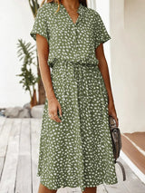 Zanelya | Midi Zomerjurk met Abstracte Stippenprint & Knoopsluiting