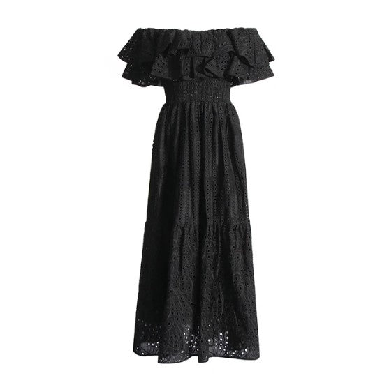 Soleia | Off-Shoulder Broderie Jurk
