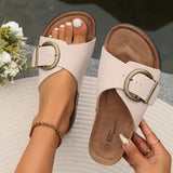 Lichtroze  cremkleurige dames slippers met elegante gesp