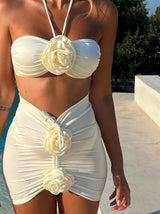 3-delige bikini met bandeautop en minirok