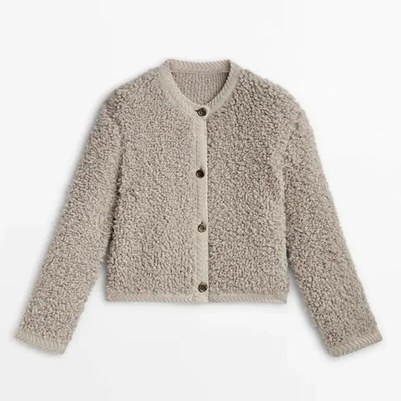 beige teddy vest met knopen