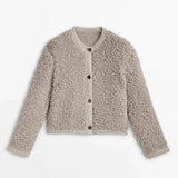 beige teddy vest met knopen
