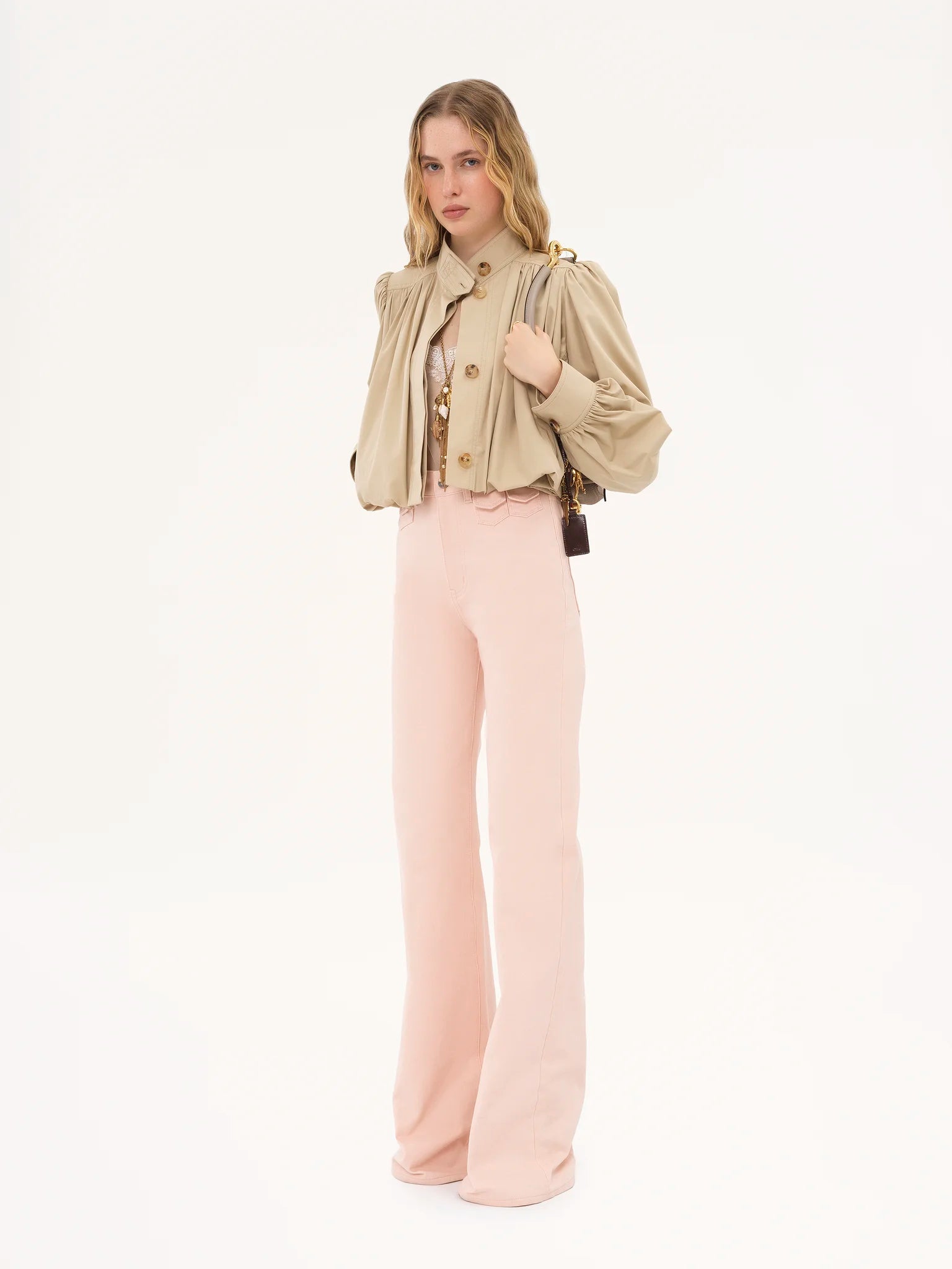 Luzette Cropped Bomberjack | Vrouwelijk Jack met Pofmouwen & Knopen