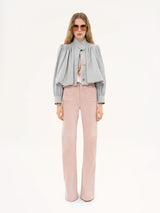 Luzette bomber in lichtgrijs met roze flared broek