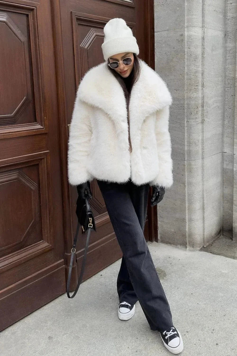VelvetFur Luxe | Faux Fur Winter Coat with Wide Collar &amp; Soft Touch