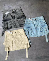Ravea | Denim Cargo Minirok met Zakdetails & Riemlussen